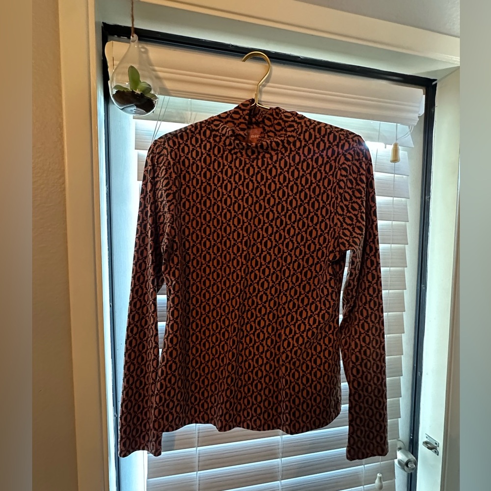 Maeve Black and Orange Patterned Blouse